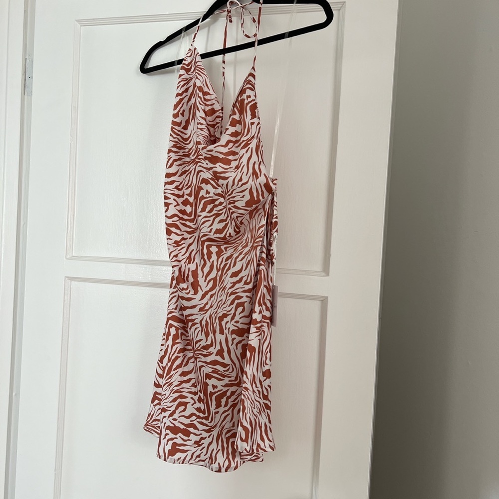 Tan zebra print mini dress